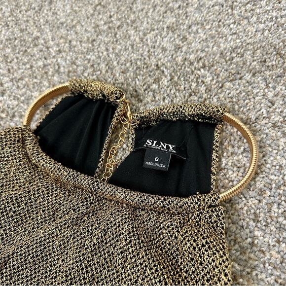 SLNY Gold Lace Fringe Dress - Picture 9 of 9